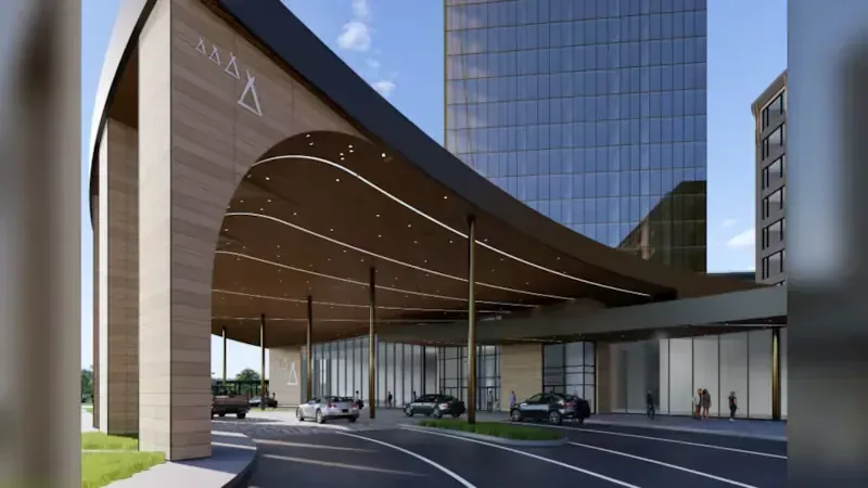 Arched entrance canopy of River Cree Resort and Casino, Enoch